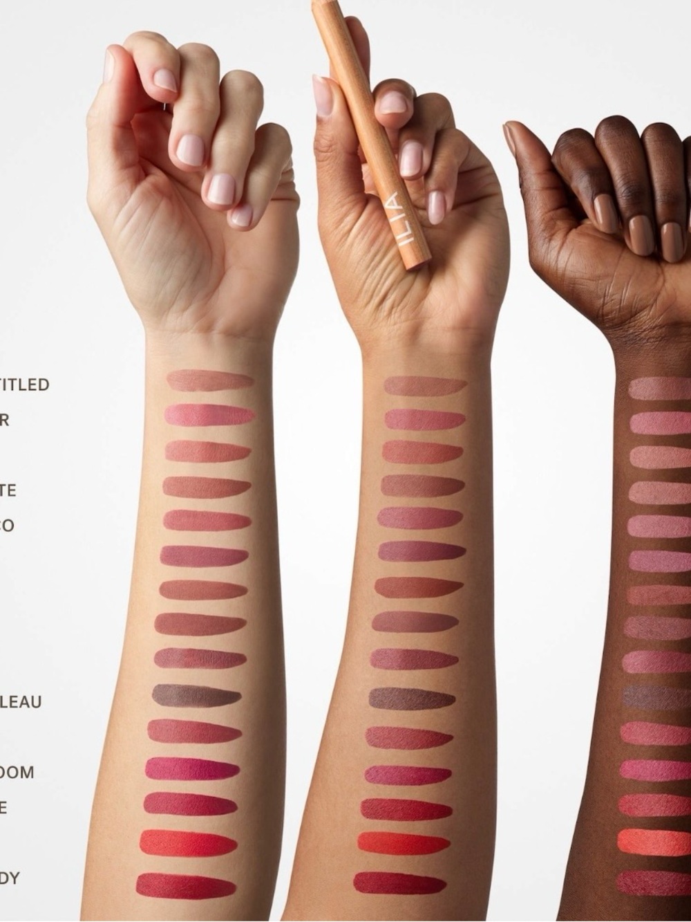 ILIA Multi-Shade Lip Crayon Set — Rose, Berry & Red Tones
